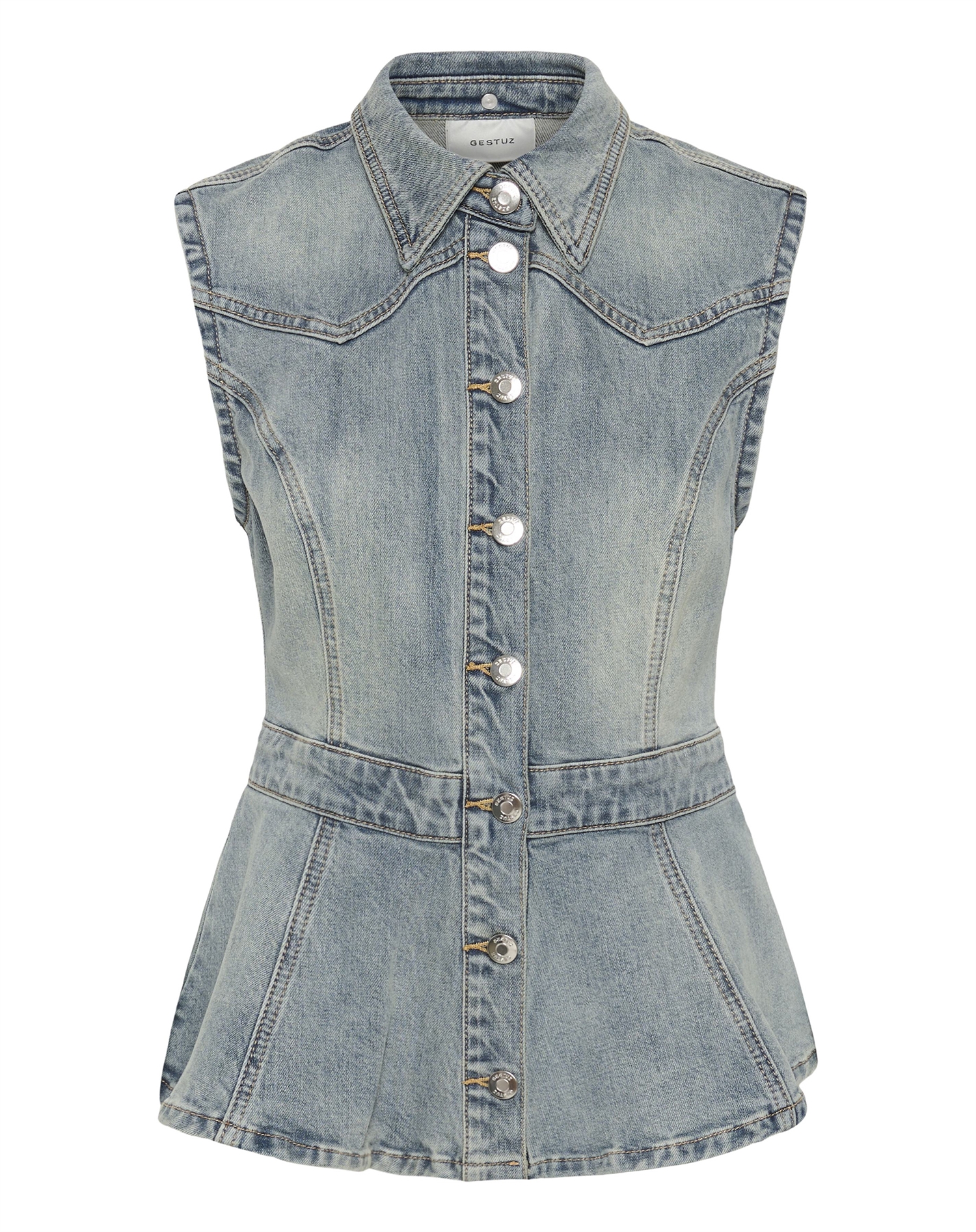 Gestuz - GZNoma SL Bluse - Vintage Mid Blue Wash